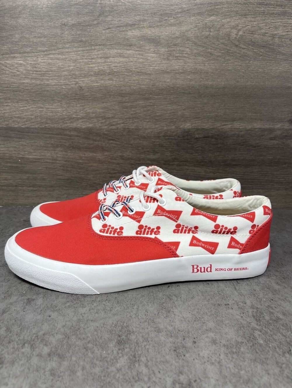 Alife x Budweiser Public Estate Low Red White Mens Size 10 Skate Shoes